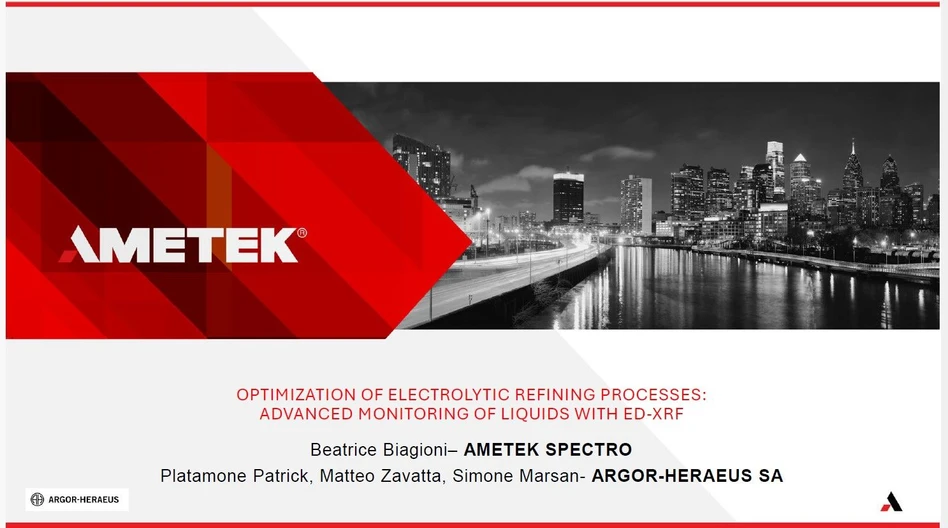 AMETEK: Optimization of Electrolytic Refining Processes: Advanced Monitoring of Liquids with ED-XRF