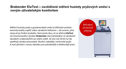 Anton Paar Brabender ElaTest – osvědčené měření hustoty pryžových směsí s novým uživatelským komfortem