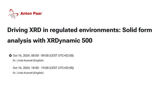 Driving XRD in regulated environments: Solid form analysis with XRDynamic 500