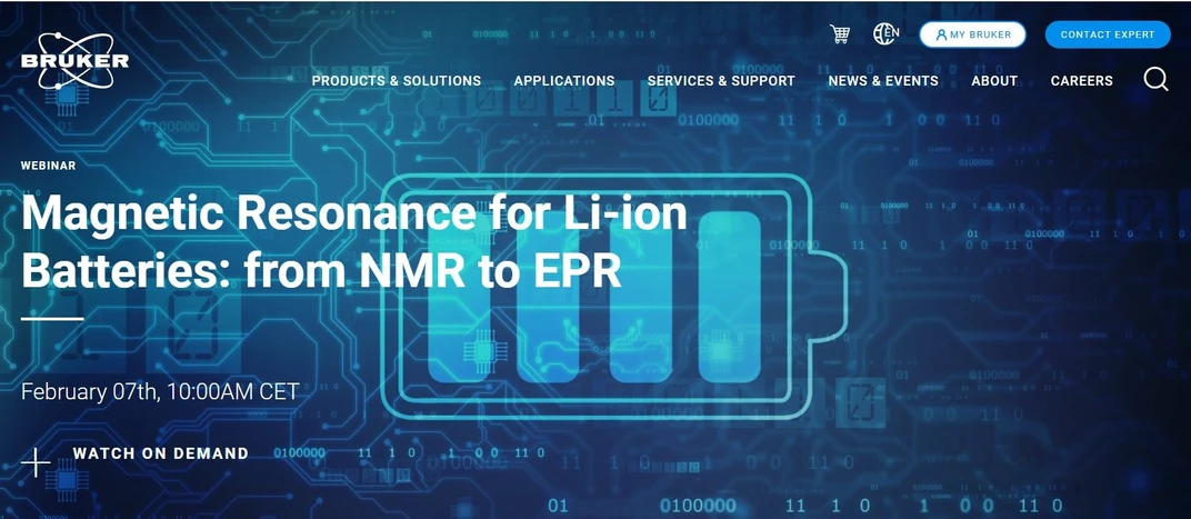 Bruker: Magnetic Resonance for Li-ion Batteries: from NMR to EPR