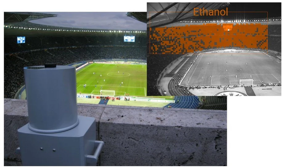 Bruker: SIGIS 2 Systém pro identifikaci, vizualizaci a kvantifikaci plynů na velkou vzdálenost: SIGIS 2 sleduje finále poháru DFB na Olympijském stadionu v Berlíně. Systém SIGIS 2 dokáže na dálku identifikovat a vizualizovat dokonce i ethanolový mrak pocházející z piva vypitého během zápasu.