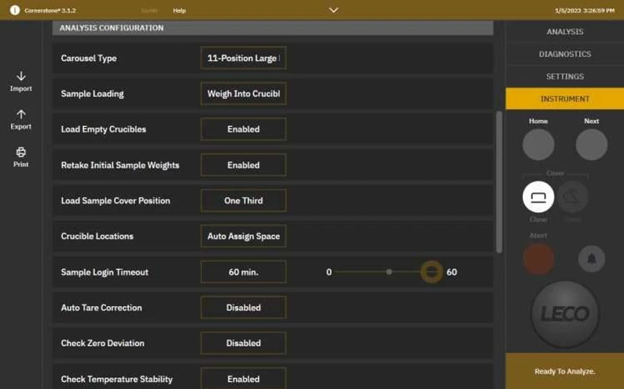LECO TGM800 Termogravimetrický analyzátor vlhkosti:LECO Cornerstone - Systém přístroje.