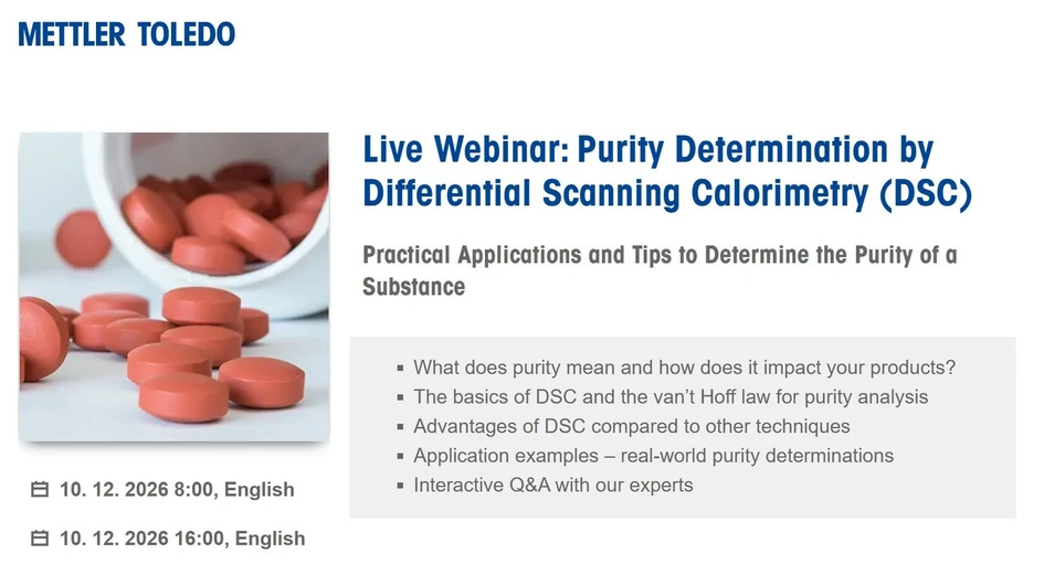 Mettler Toledo: Purity Determination by Differential Scanning Calorimetry (DSC)