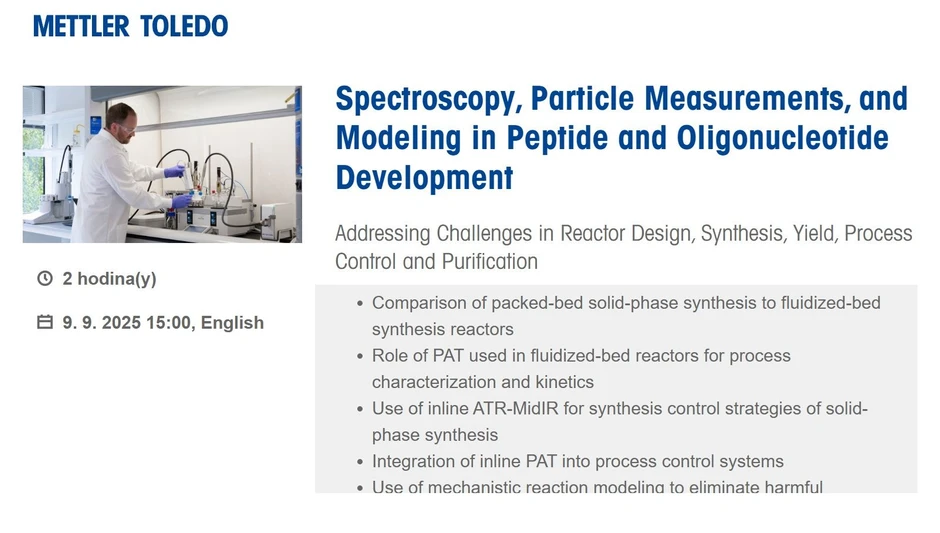 Mettler Toledo: Spectroscopy, Particle Measurements, and Modeling in Peptide and Oligonucleotide Development