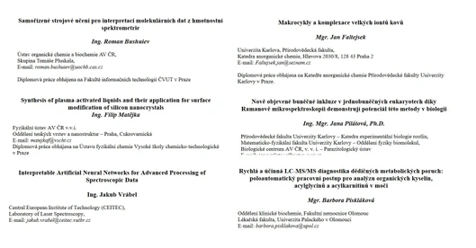 Výsledky soutěže o nejlepší práci mladých autorů v oboru spektroskopie 2023