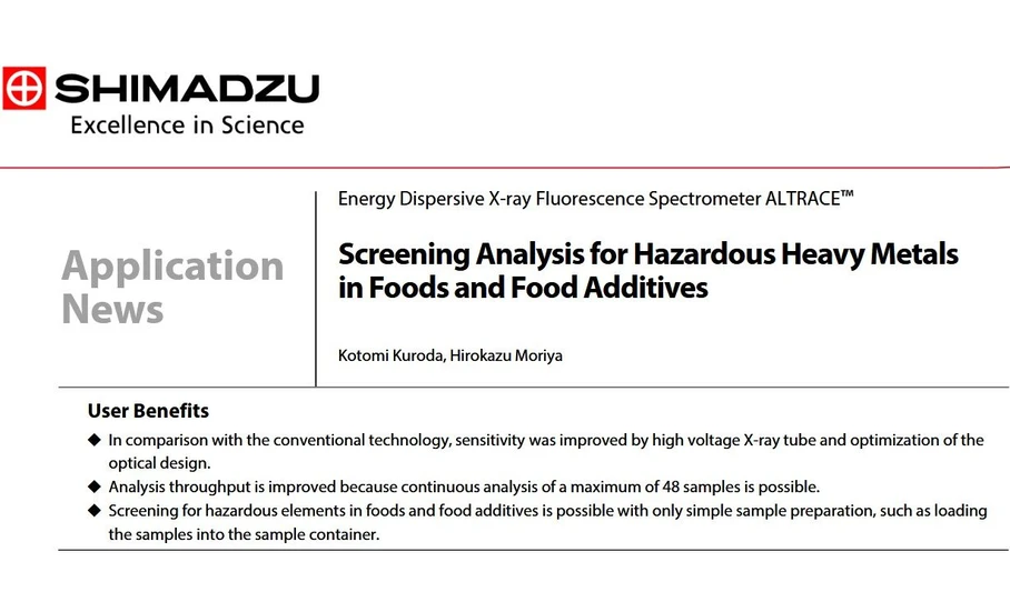 <p><strong>Shimadzu:</strong> Screeningová analýza nebezpečných těžkých kovů v potravinách a potravinářských přídatných látkách</p>