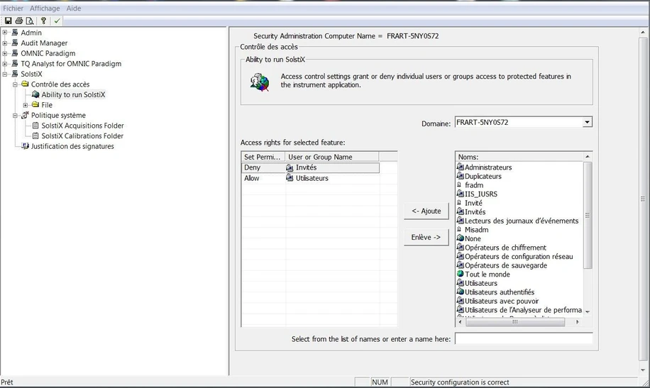 Thermo Scientific SolstiX XRD Software se Security Suite.