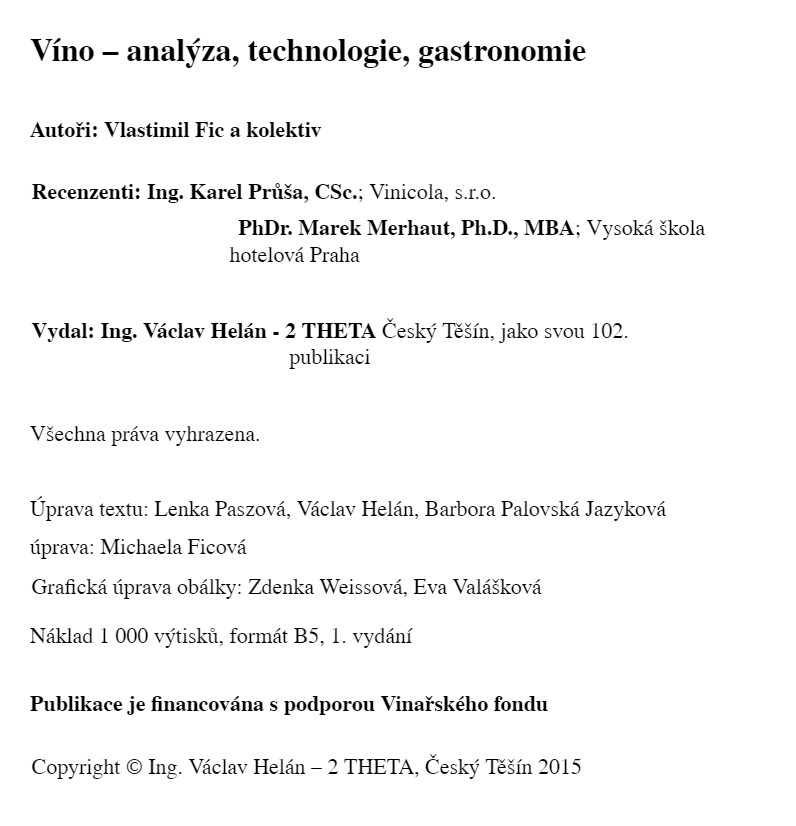 Víno - analýza, technologie, gastronomie